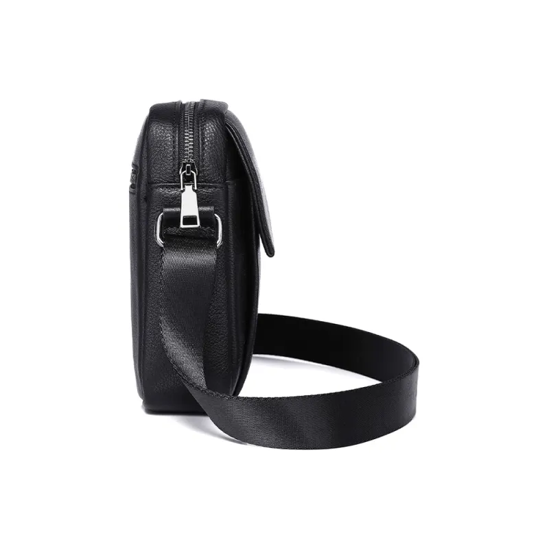 DOSRFINI Genuine Leather Fashion Trend Medium Size Men's Black-2
