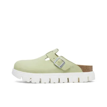Birkenstock Boston Chunky Suede Faded Lime Narrow Women's