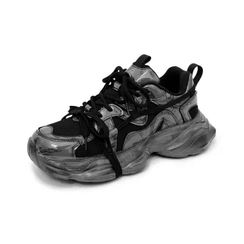 K 61 Abrasion Resistant, Breathable, Supportive, Lightweight Low Top Chunky Sneakers Unisex Black Gray