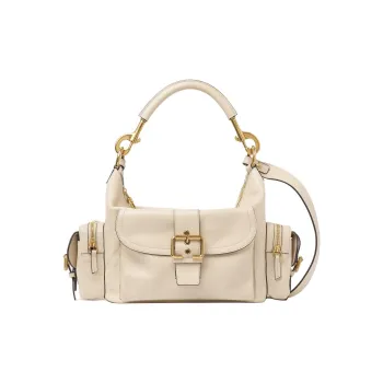 Chloe Natural Shiny Buffalo Leather Handbag Shoulder Bag Crossbody Bag Women's Beige