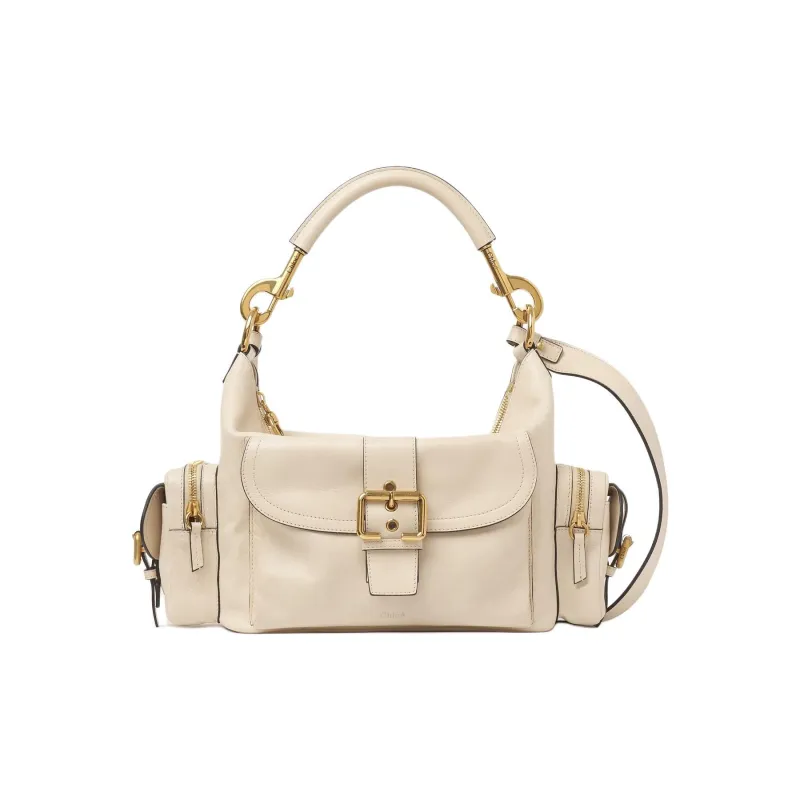 Chloe Natural Shiny Buffalo Leather Handbag Shoulder Bag Crossbody Bag Women's Beige-0