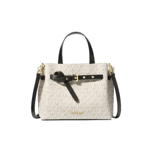 MICHAEL KORS Emilia Coated Canvas Handbag Trumpets Women's Vanilla & Black