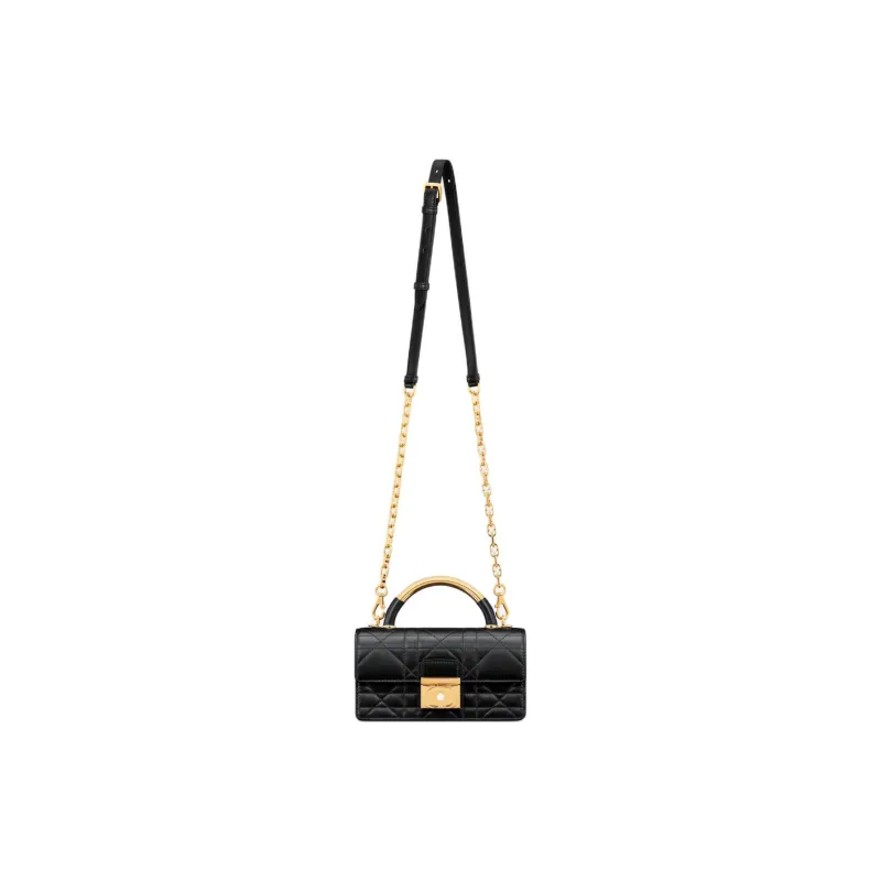 DIOR Cow Leather & Metal Handbag, Shoulder Bag, Crossbody Bag Mini Women's Black-1