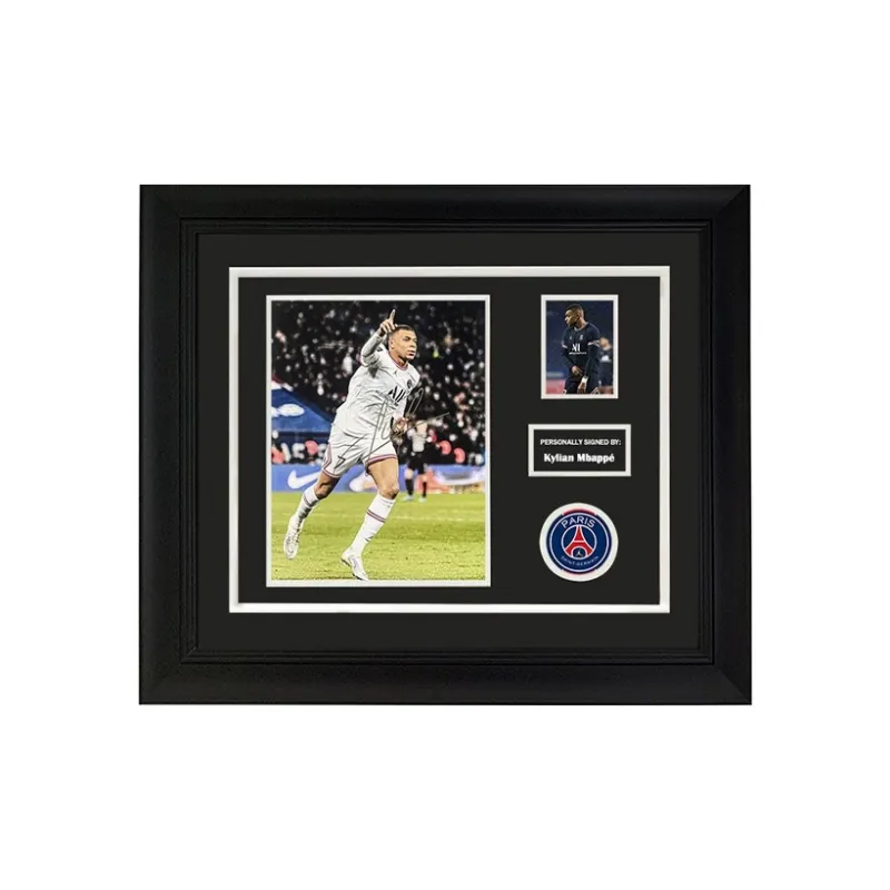 Three For Collection Mbappé Signed In Person Framed Photo Includes SA Certificate Paris Saint-Germain PSG-0