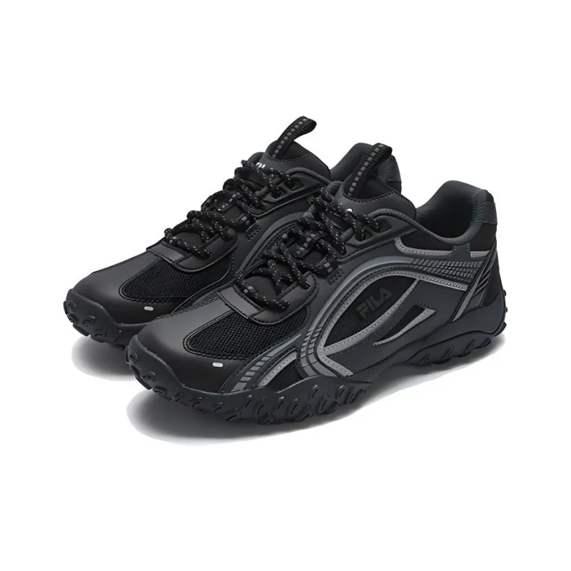 FILA PEBBLE Cushioned Slip Resistant Low Top Running Shoes Women's Black-1