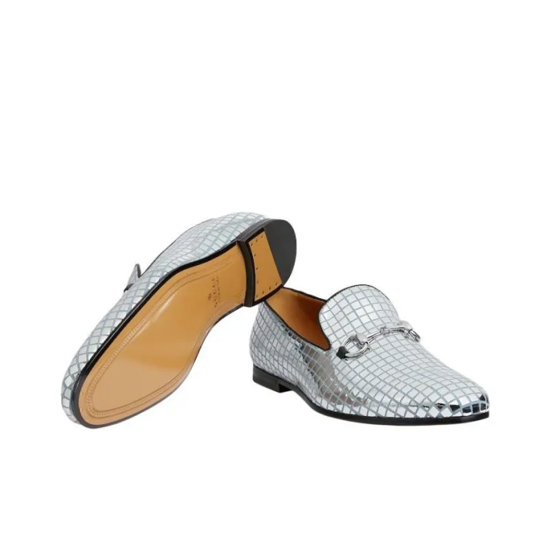 GUCCI Jordaan Loafers Men's Silver-5