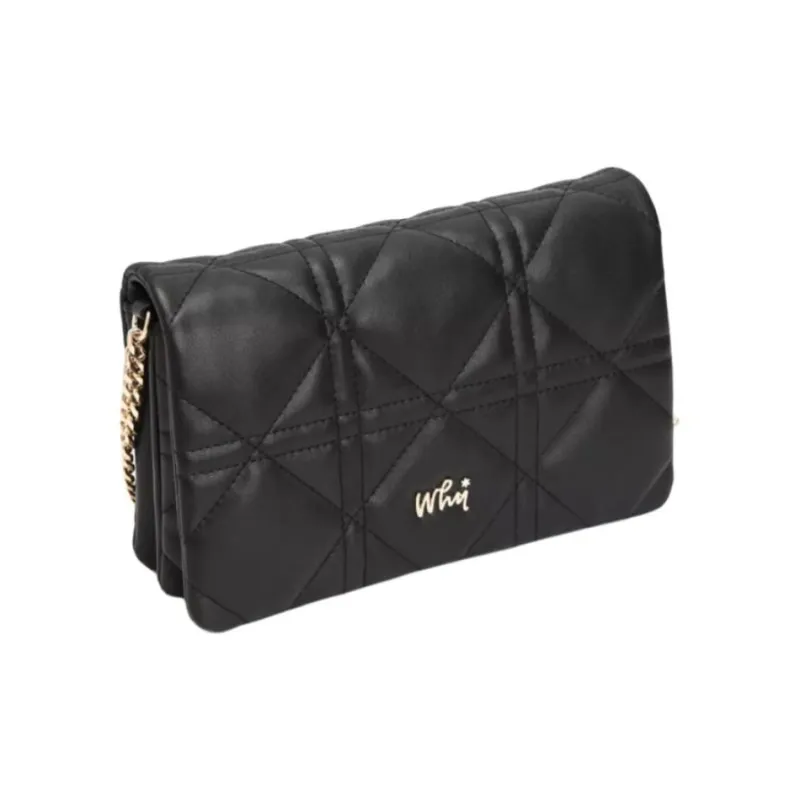 Why Split Cow Leather With Artificial Leather Crossbody Bag, Shoulder Bag Medium Size Women's Black/Ecru-2