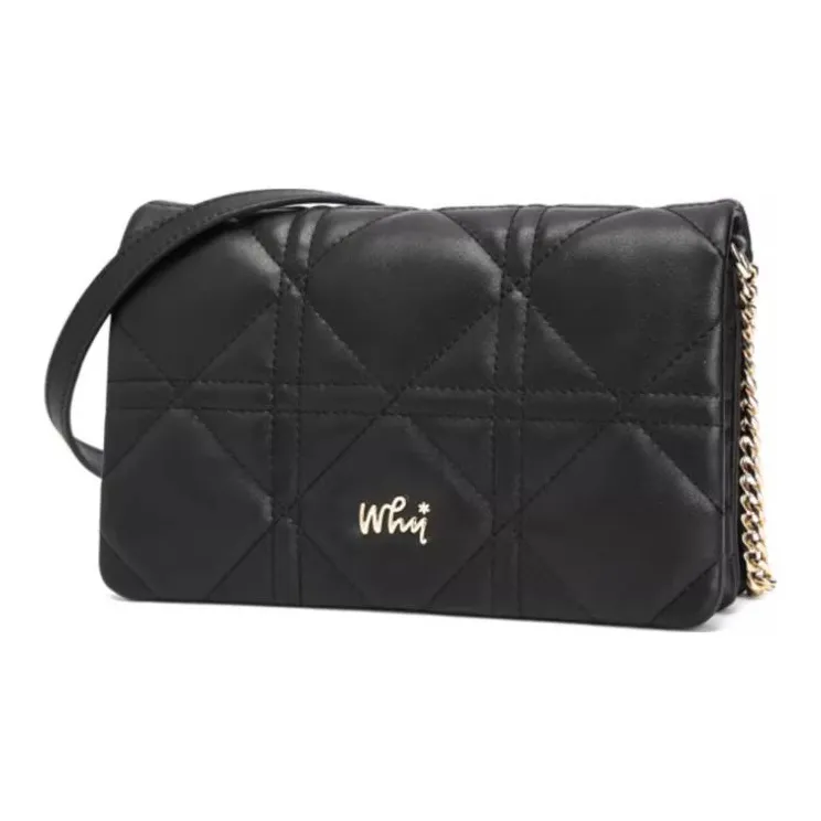 Why Split Cow Leather With Artificial Leather Crossbody Bag, Shoulder Bag Medium Size Women's Black/Ecru-1