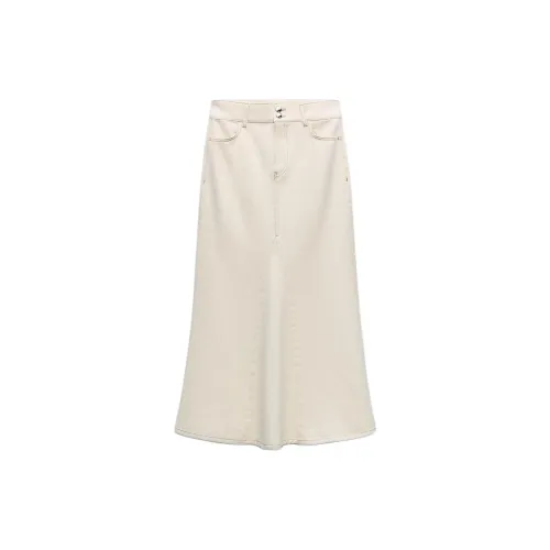 ZARA Denim Long Skirts Women's White