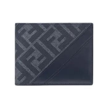 FENDI Canvas With Leather Wallet Men's Blue