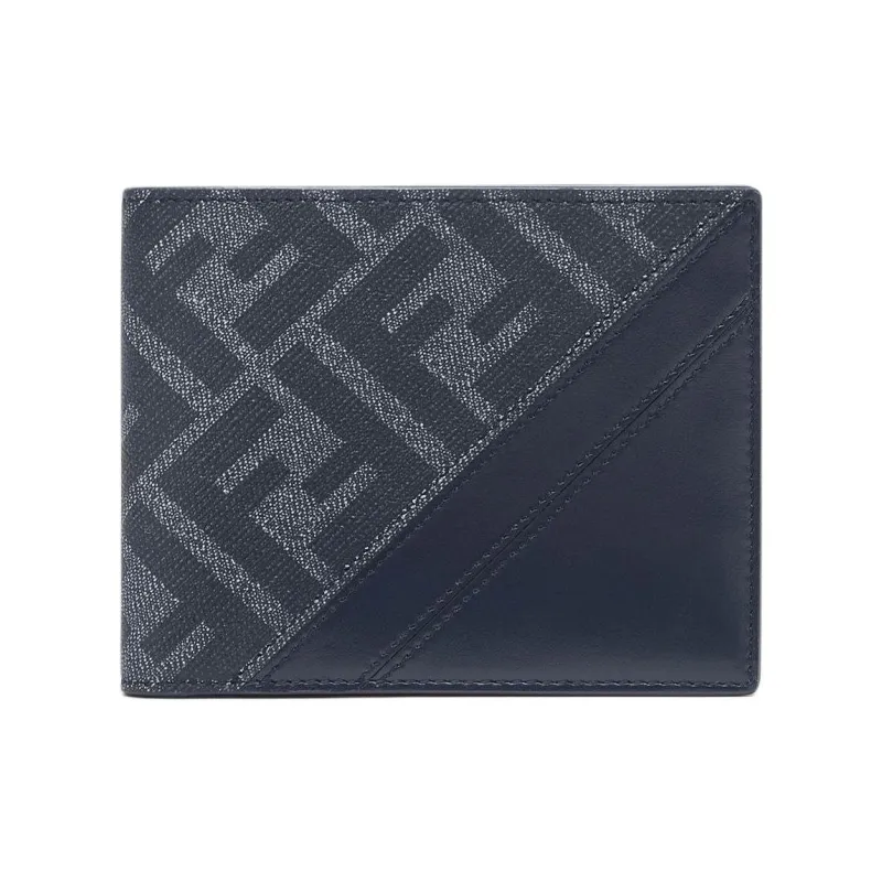 FENDI Canvas With Leather Wallet Men's Blue-0