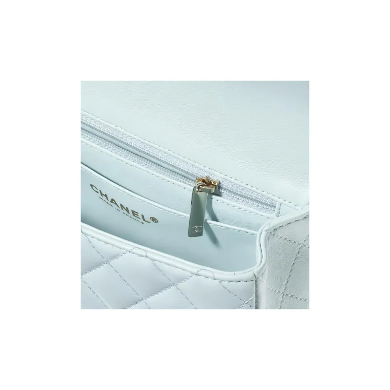 CHANEL Classic Flap CF Sheepskin Handbag, Shoulder Bag, Crossbody Bag Mini Women's Light Blue-2