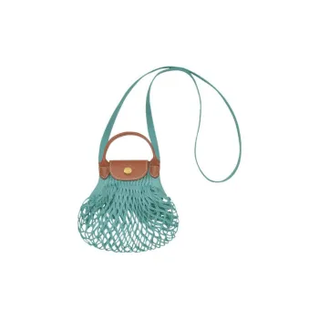LONGCHAMP Le Pliage Filet Cotton With Cow Leather Trim Handbag Shoulder Bag Crossbody Bag Mini Women's Lagoon Blue