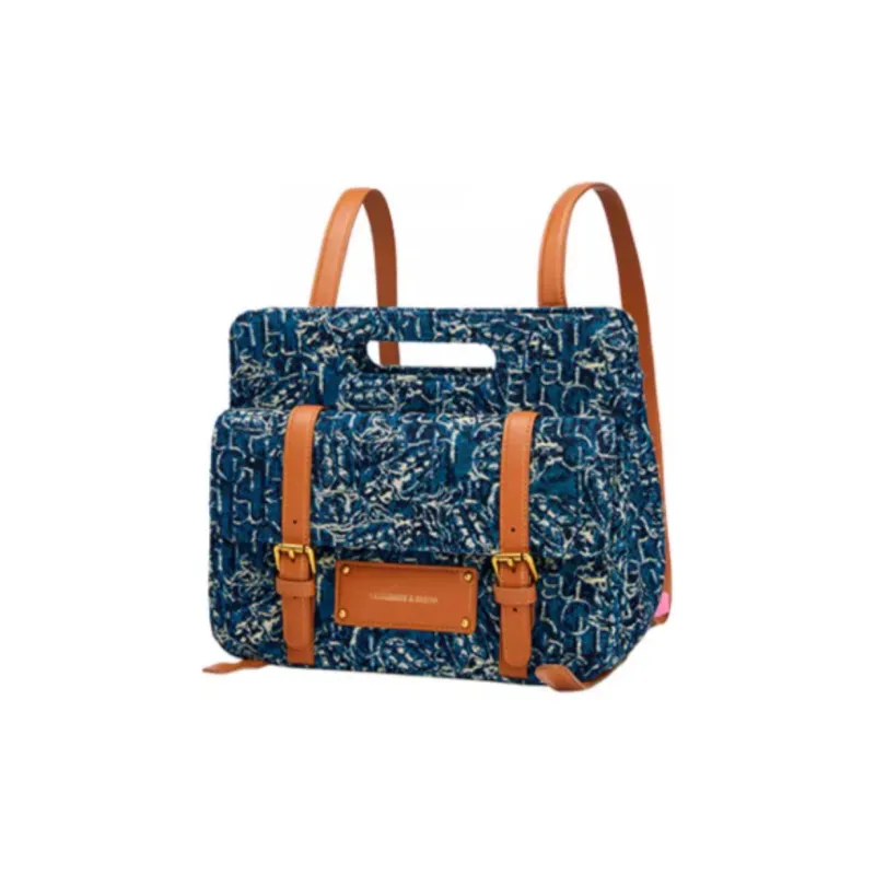 Laurence & Chico Cotton Backpack Medium Size Women's Dark Blue-1