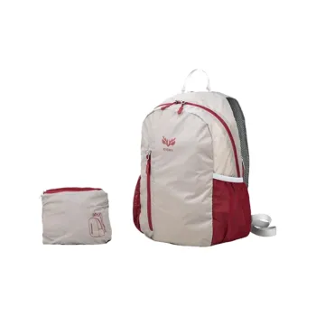 Jiang Qi Polyamide Backpack 25 Unisex Light Gray Red