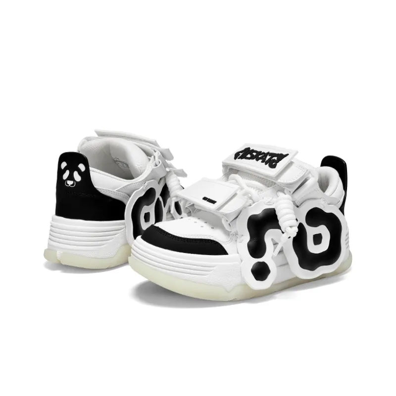 CN Skate Black White Anti-Slip And Wear-Resistant Lightweight Height Increasing Low-Top Skateboard Shoes Unisex-2