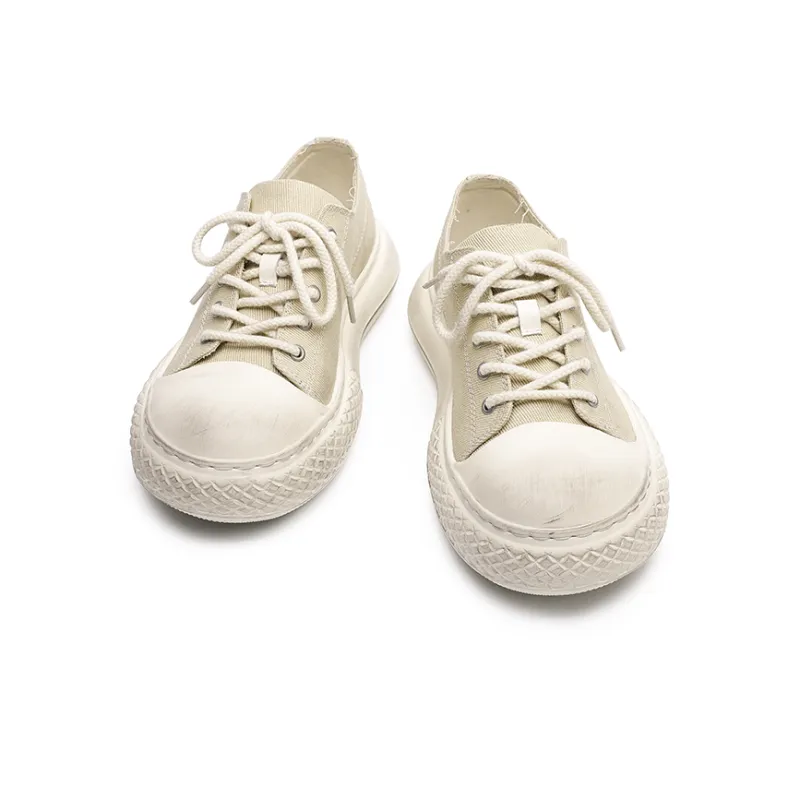 Angelmi Anti Slip Wear Resistant Low Top Canvas Shoes Unisex Apricot-3