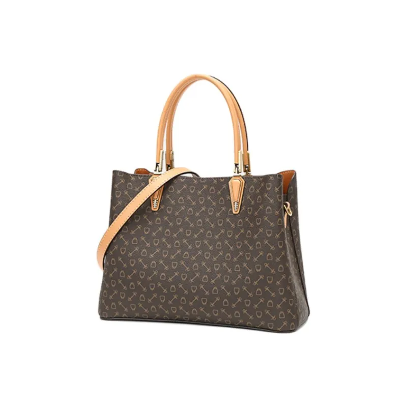 Why Artificial Leather Tote Bag, Shopping Bag, Shoulder Bag, Crossbody Bag, Handbag Medium Size Women's Coffee-1