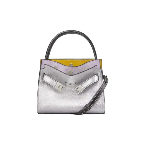 TORY BURCH Leather Suede Bonded Handbag Shoulder Bag Crossbody Bag Women's Silver