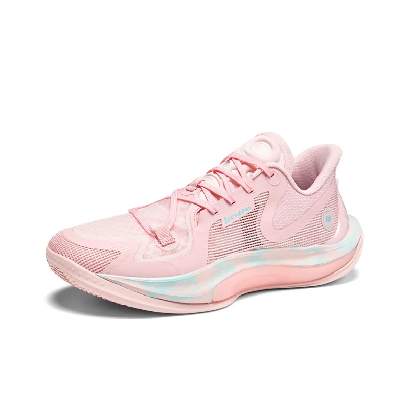 IVERSON Anti Slip Wear Resistant Low Top Basketball Shoes Unisex Soft Peach Pink Teal-1