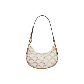 CELINE Cow Leather Underarm Handbag, Shoulder Bag Mini Women's White