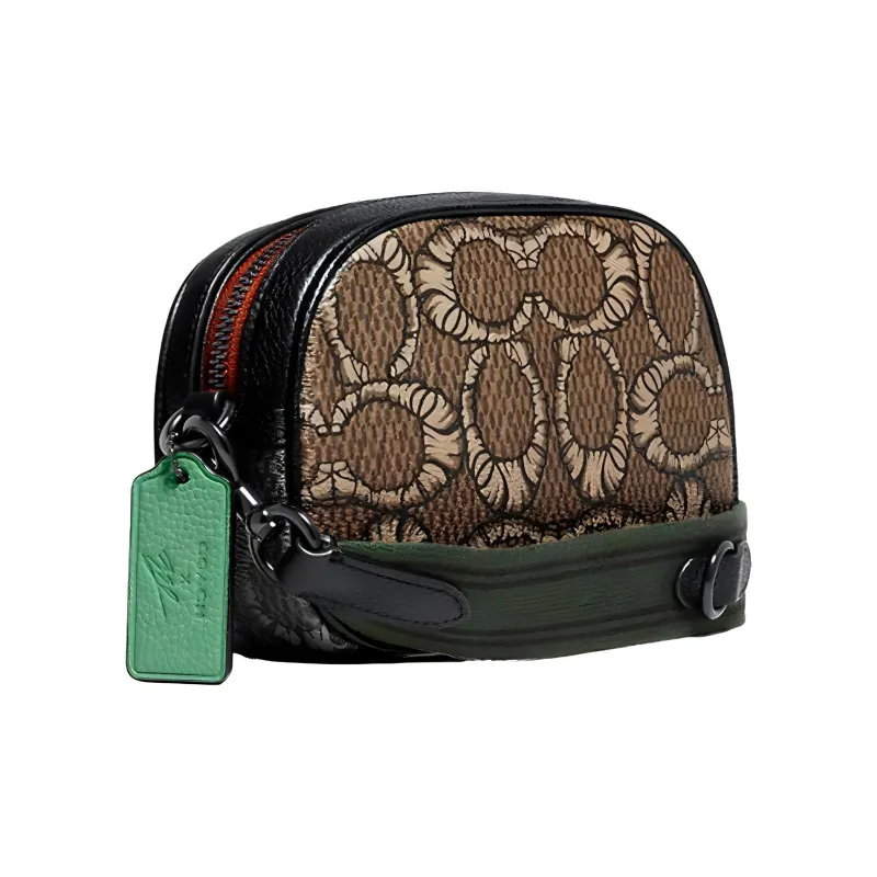 COACH MBJ Collaboration Camera Leather Camera Bag, Crossbody Bag Trumpets Unisex Khaki-1