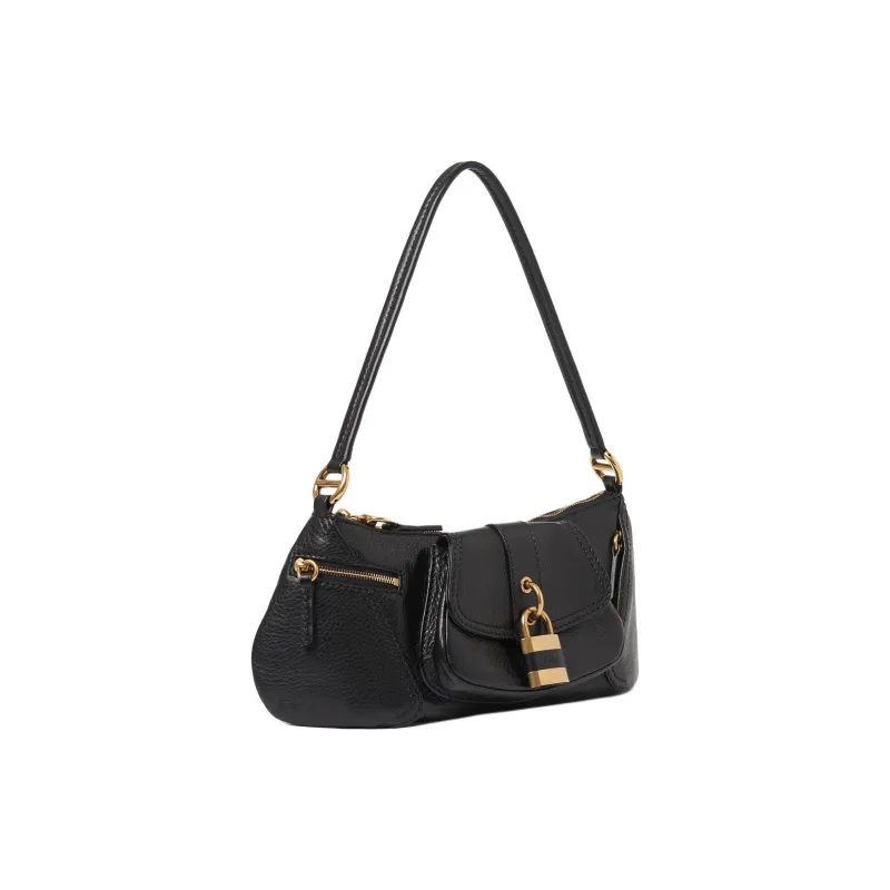 Chloe Shiny Grained Calfskin Handbag Shoulder Bag Women's Black-1