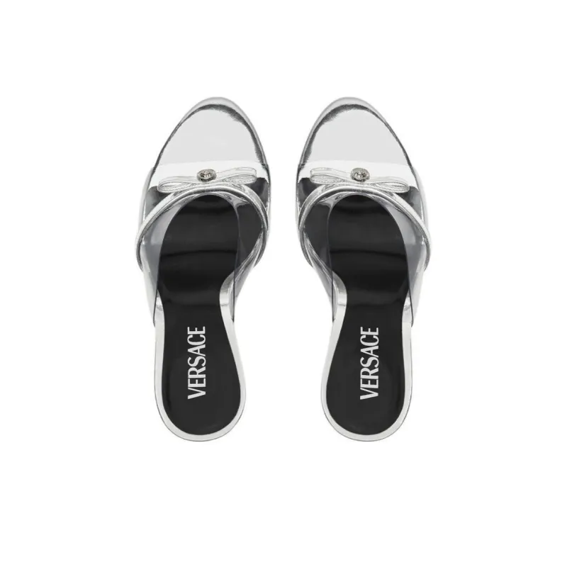 VERSACE Medusa Slide Slippers 9.5cm Women's Silver-4