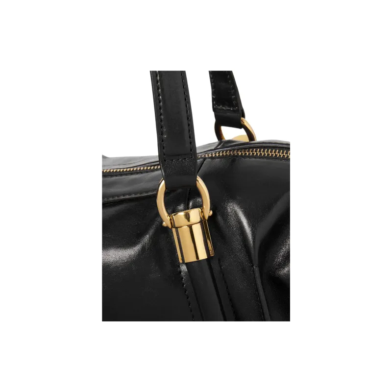 Chloe Natural Shiny Calfskin Portable Crossbody Bag, Shoulder Bag Women's Black-4
