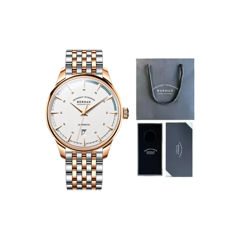 BORMAN Automatic Mechanical Movement Stainless Steel Watchband Watch Men's Watches White Dial-1