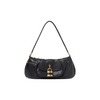 Chloe Shiny Grained Calfskin Handbag Shoulder Bag Women's Black