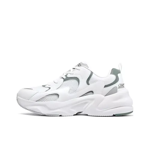 Skechers DLITES Cushioning Anti Slip Wear sport Breathability Low Top Chunky Sneakers Men's White Green