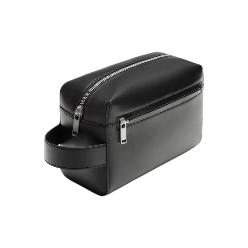 ZARA Polyurethane Toiletry Bag, Handbag Regular Men's Black-1