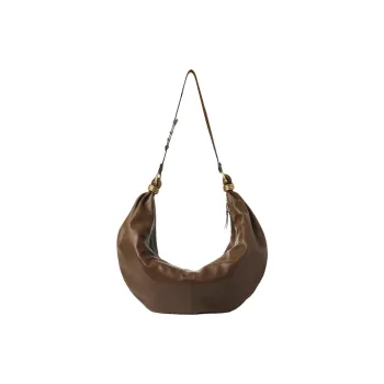 Chloe Grain Calfskin Handbag, Shoulder Bag Large Size Women's Dark Khaki