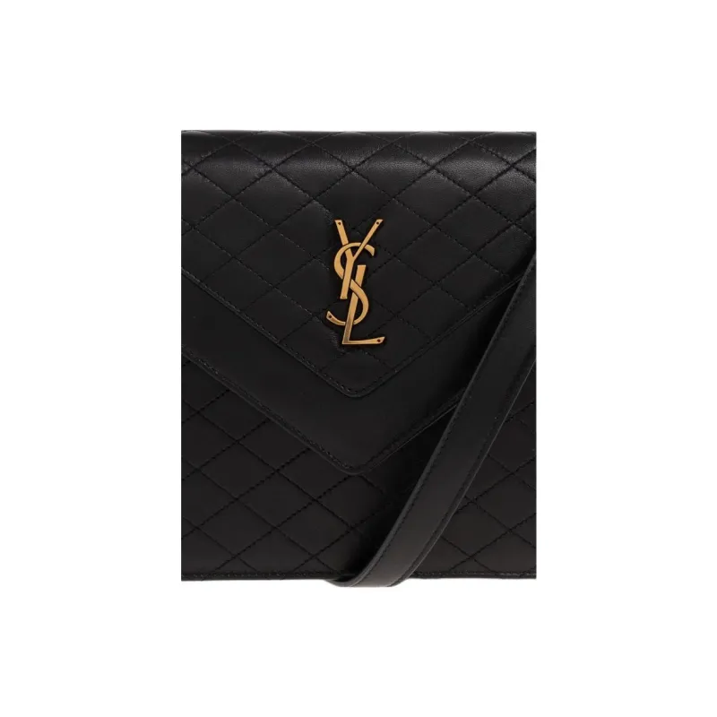 SAINT LAURENT Lambskin Crossbody Bag, Shoulder Bag Women's Black-4