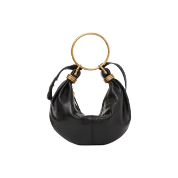 Chloe Calfskin Portable Crossbody Bag Shoulder Bag Small Size Women's Black