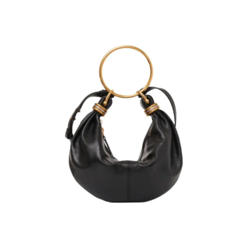 Chloe Calfskin Portable Crossbody Bag Shoulder Bag Small Size Women's Black-0