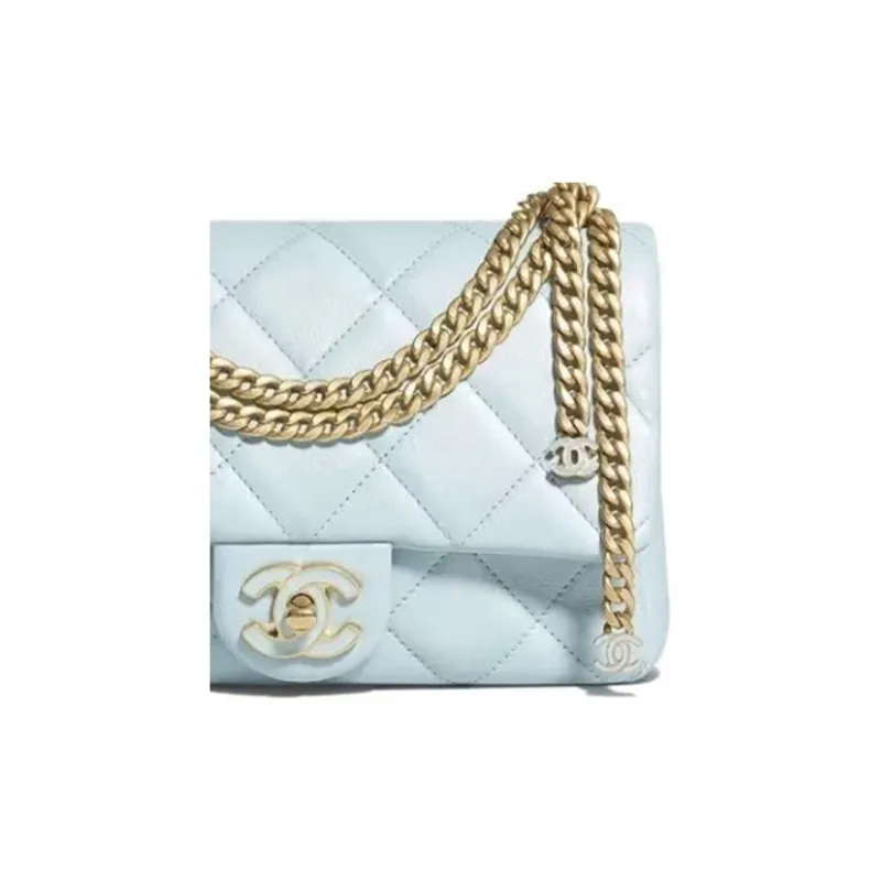 CHANEL Lambskin Flap Bag, Crossbody Bag, Shoulder Bag Trumpets Women's Light Blue-1