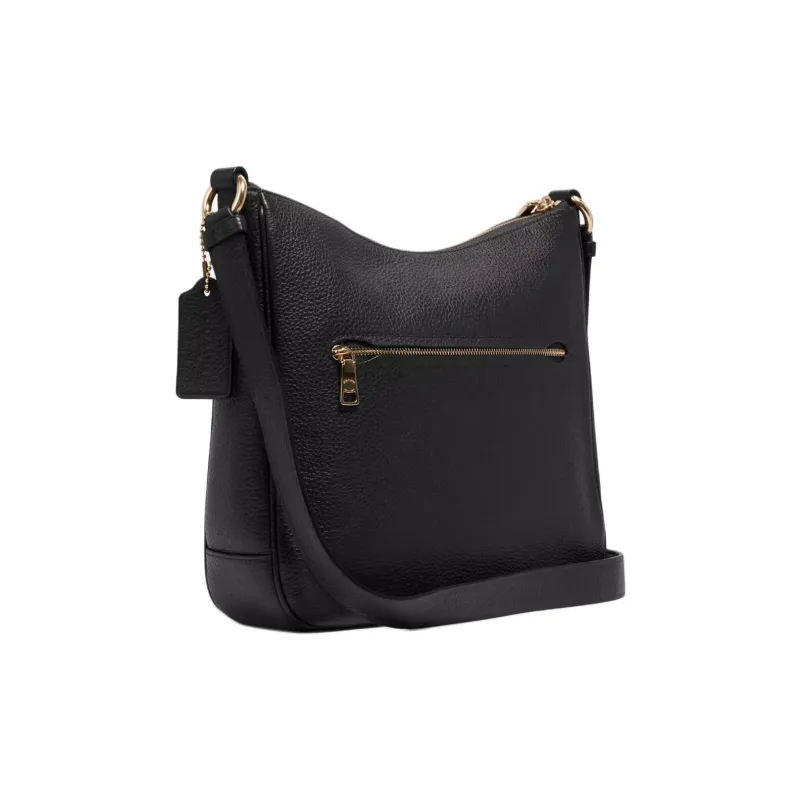 COACH Ellie Refined Pebble Pattern Leather Handbag, Shoulder Bag, Crossbody Bag Medium Size Women's Black-1