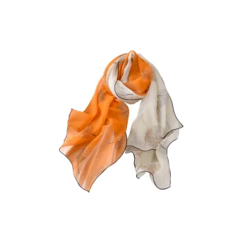 Hang Silk Road 100% Mulberry Silk Silk Scarves Women's Orange