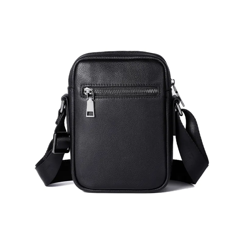 DOSRFINI Genuine Leather Fashion Trend Medium Size Men's Black-3