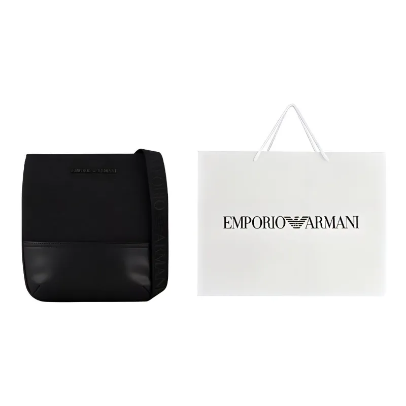 EMPORIO ARMANI Cotton Crossbody Bag Men's Black-5