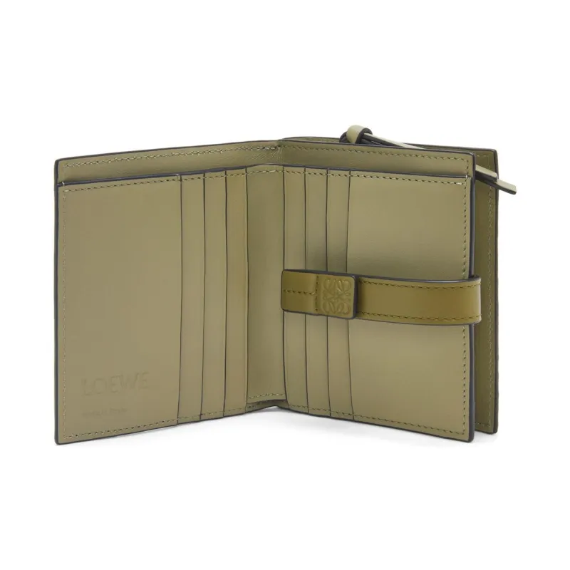 LOEWE Soft Grain Calfskin Wallet Women's Abyss Blue & Olive Green-2