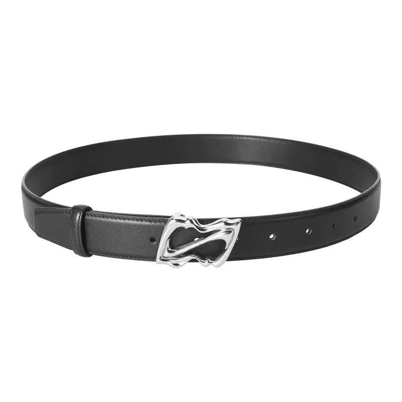 OMTO Little Cyclone Cut Out Y2K Pin Buckle Trendy Versatile Individual Casual Leather Belts Unisex 105cm-1