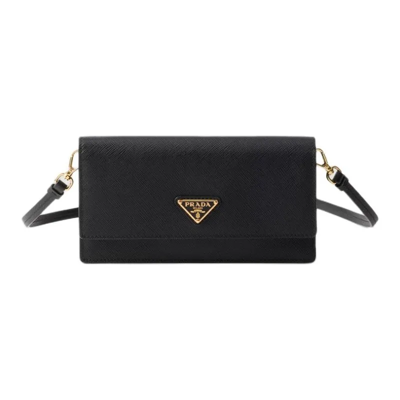 PRADA Leather Shoulder Bag, Crossbody Bag Mini Women's Black-0