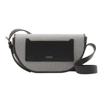 Burberry Olympia Cotton Canvas Canvas Bag Shoulder Bag Crossbody Bag Small Size Women's Black