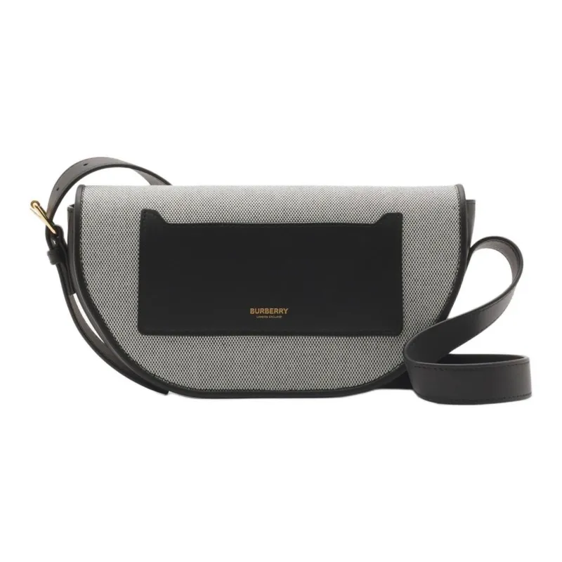 Burberry Olympia Cotton Canvas Canvas Bag Shoulder Bag Crossbody Bag Small Size Women's Black-0