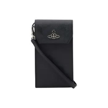 Vivienne Westwood Polyurethane Shoulder Bag Crossbody Bag Cell Phone Pouch Women's Black
