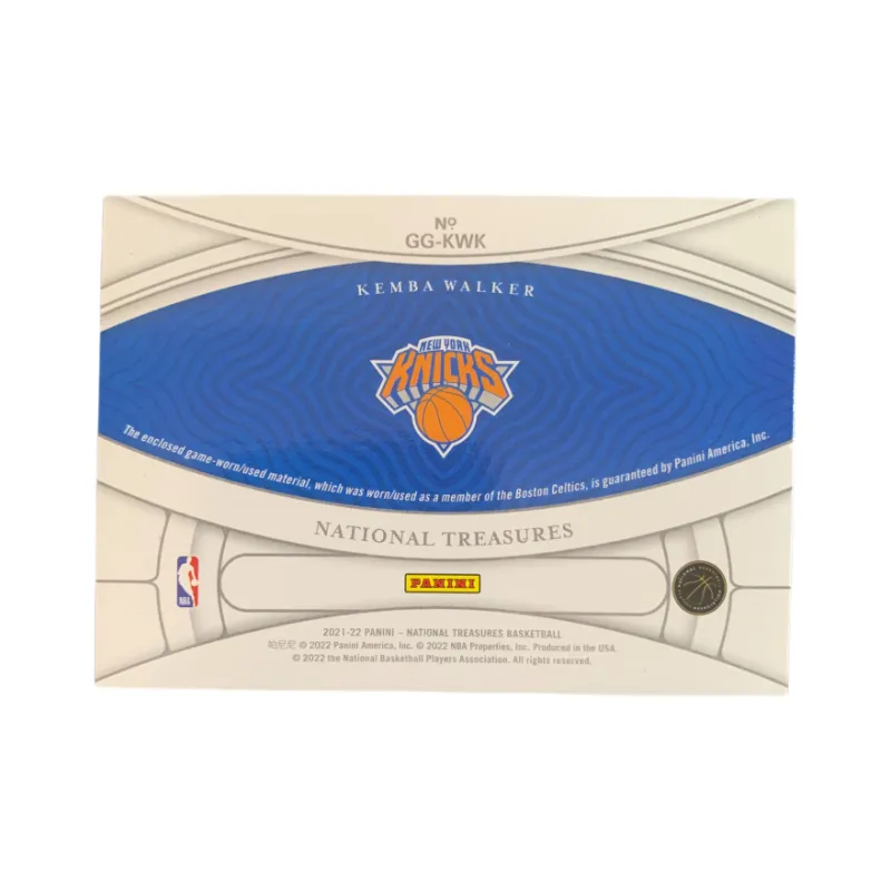 PANINI 2021 22 Knicks Kemba Walker National Treasure Small Window Jersey 86/99 Card Pass Through Sports Cards 1 Pc-1