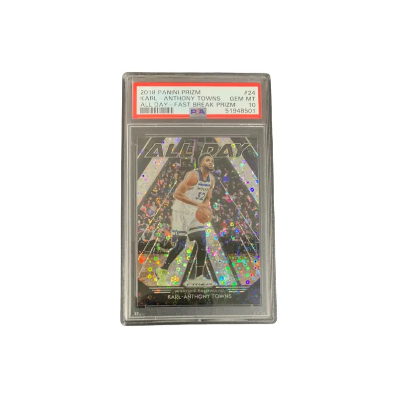 PANINI 2018 19 Karl Anthony Towns Timberwolves PZ Bubbles Fold Teca PSA 10 Player Card Product Pass Graded Cards 1 Pc-0